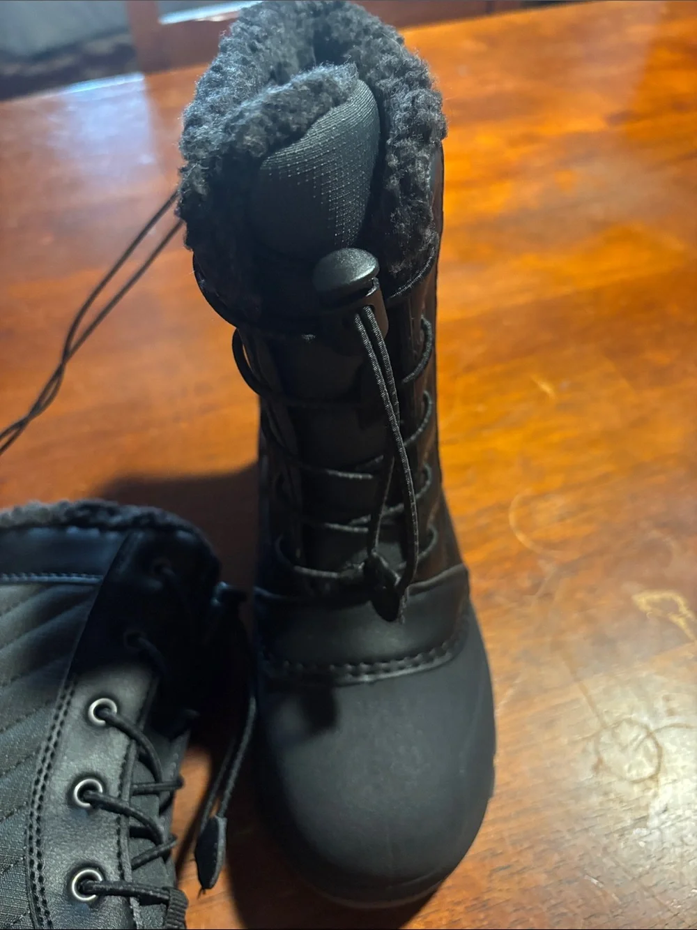 all in motion Black Kids Waterproof Snow Boots with Faux Fur